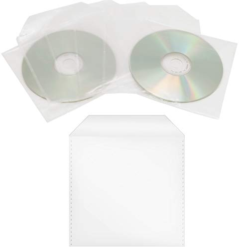 200 Stück CD/DVD/Bluray Schutzhüllen, PP, Transparent Hüllen, Sleeves mit Lasche, Leerhülle, Für Aufbewahrung von CDs DVDs BD Rohlinge, Plastik Tasche mit Klappe, Folien Hülle, Single CD-Sleeve Box