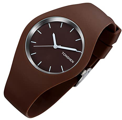 TONSHEN Fashion Herrenuhr Damenuhr Analog Quarz Casual Kautschuk Uhren 12 Farben Armbanduhren