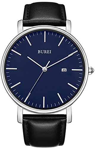 BUREI Herren Uhren Ultra Dünne Minimalistische Quarzuhr mit Datumsanzeige für Damen und Herren Classic Design
