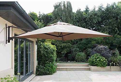 Norfolk Leisure Wall Mounted Square Cantilever Parasol 2x2m - Taupe