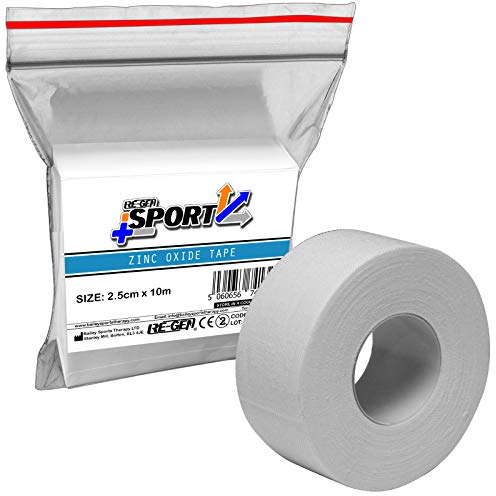 RE-GEN Sport Premium Zinkoxid-Klebeband, 2,5 cm x 10 m, ideal für Erste Hilfe, kleine Gelenke, Finger, Knöchel, Boxen, MMA, Handgelenk, Knöchel, 1 Rolle