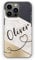 Personalised Initials Phone Case For Apple iPhones, 16, 15, 14,13, 12, 11, Pro Max, Mini, XR, SE Black Heart Diagonal Name on Grey Marble, Lilac and Navy Slice Print Hard Phone Cover