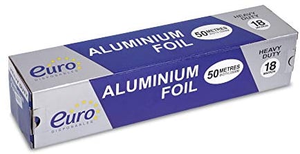 Essential Housewares Heavy Duty Aluminium Foil - 50m Roll (30cm, Extra Wide) Gas & Electric Oven & Fridge-Safe 18-Micron Thick Professional Tinfoil Catering Foil.