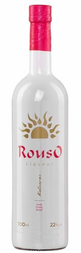 Rouzo Roter Ouzo 700ml Flasche - Katsaros Tradition - Red Ouzo Likör Aperitif Anis Likör mit Granatapfel Rouso aus Griechenland