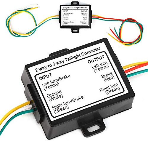 2-to-3-Wire Splice-in Trailer Taillight Converter, Electrical System Wire Harness Adapter US Type
