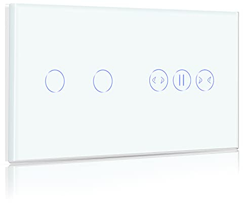 BSEED Smart Alexa Lichtschalter unterputz mit Vorhang Schalter,2 Fach 1 Weg Wlan Touch Schalter, Alexa Fernbedienung mit Smart Life/Tuya APP, Smart Vorhangschalter abeitet mit Alexa,Google Home,Weiß