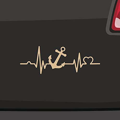 Anker Autoaufkleber Herzschlag Liebe Urlaub Sylt Rügen Usedom Nordsee Ostsee in 6 Größen und 21 Farben