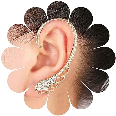 Yheakne Boho Strass Angel Wing Ear Climber Ohrringe Gold Cz Crystal Ear Crawler Ohrringe Wing Ear Cuff Wrap Ohrring Knorpel Clip auf Ohrring Schmuck für Frauen und Mädchen Geschenke