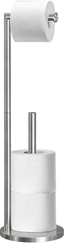 Topsky Free Standing Bathroom Extra Toilet Paper Holder Stand for 3-4 Jumbo Rolls, Stainless Steel Rustproof Spare Tissue Paper Roll Dispenser Storage with Reserve Function (Silver)