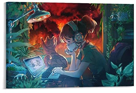 XINXUN Fantasy Art Concept Anime Fun Relax Cure Poster Lofi Cali Girl Meme Wandkunst Poster Geschenke Schlafzimmer Drucke Heimdekoration Hängendes Bild Leinwand Malerei Poster 20 x 30 cm
