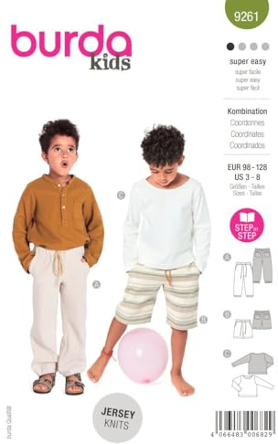 burda kids Papier-Schnittmuster-Set Kinder Shirt & Hose #9261 Gr. 98-128