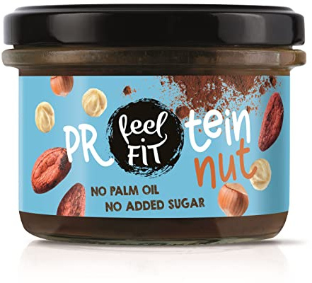 Feel FIT Protein Nut Kakao-Haselnuss Aufstrich, ohne Zuckerzusatz, 19% Eiweißcreme, ohne Palmöl, geschmeidige Konsistenz (6 x 200 g)