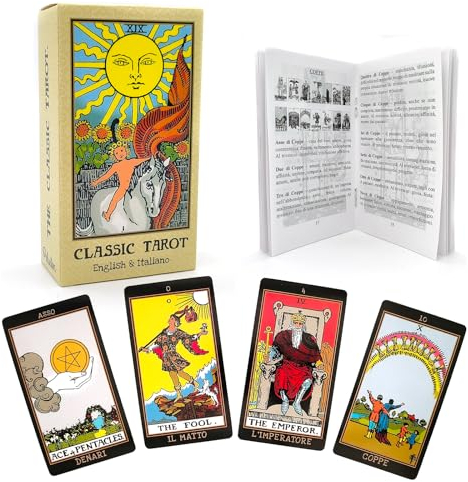 Pelucton Klassisches Tarotdeck mit 78 Karten für Anfänger mit Leitfaden auf Italienisch.