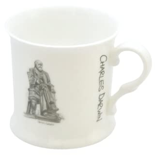 ROCK THE HOME Charles Darwin Small Tankard Mug – White Fine English Bone China Cup, Made and Hand Decorated in England, Dishwasher Microwave Safe, for Coffee Tea Latte Americano, 8 fl oz (236 ml)