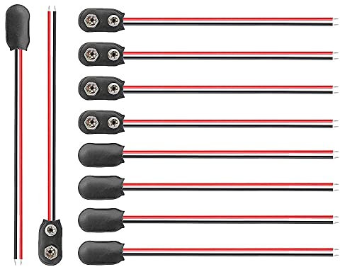 9v Battery Clip Connector Plastic Battery Snap I type Cable Lead PP3 with 150 mm Flying Leads, 10pcs (Soft)