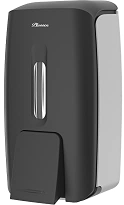 PLUSSEN Soap Dispenser Wall Mount, Adhesive No Drill Commercial Liquid Gel Hand Soap Dispenser 800ml Hand Sanitizer Dispenser for Bathroom, Black