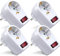 EXTRASTAR Adaptador con Interruptor y Enchufes Schuko, Protección Infantil, Retardante de Llama, 3680W, 16A, Blanco, 4PCS