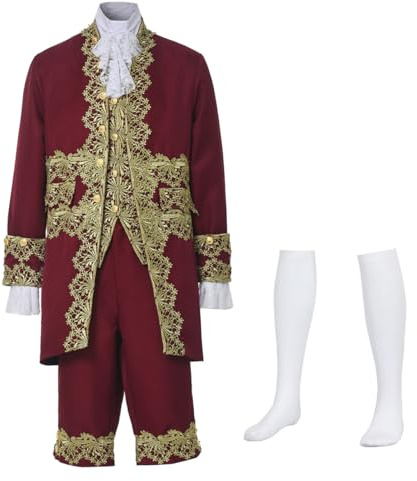 Mens Victorian Costume Suit Medieval Rococo Court Style Prince Cosplay Outfit Set…