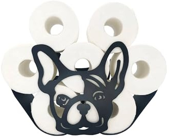 Prime Angebot! GP Get Productive Toilettenpapierhalter Französische Bulldogge, Doppelmotiv aus Stahl freihstehend mit Premium Beschichtung, French Bulldog!