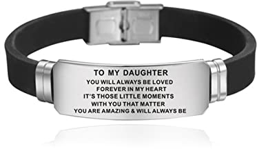 Yowablo Strap Family Stainless Day Armband to Armband Meine Tochter Geschenk Silikon Stahl Link Hand Armband Armbänder Armkettchen Silber 925 Damen