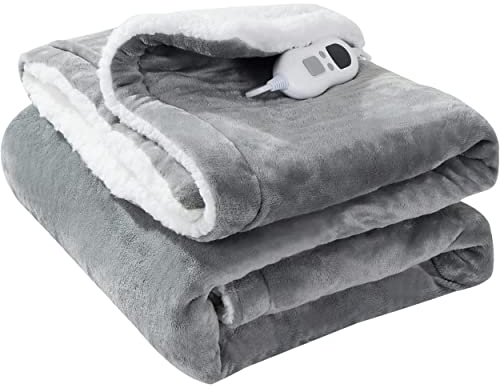 Silvergear® Heizdecke mit Abschaltautomatik | Mit 6 Temperaturstufen | Waschbar bei 30⁰ | Elektrische Wärmedecke mit Sicherheitsautomatik | 1-8 Stunden Auto-Off-Timer | 152 x 127 cm | Weiß