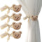 INITOO Raffhalter für Vorhänge, 4 Stück Cartoon Bären Vorhang Schnalle Riemen Bestickt Tierform Vorhang Raffhalter Kinderzimmer Dekoration Zubehör Baumwoll Gardinen Halterung (Beige)