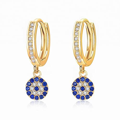 Pendientes Colgantes De Plata De Ley 925 para Mujer, Cristal Azul Cz, Pendiente Turco De Lujo, Mal De Ojo, Joyería Fina De Boda De La Suerte