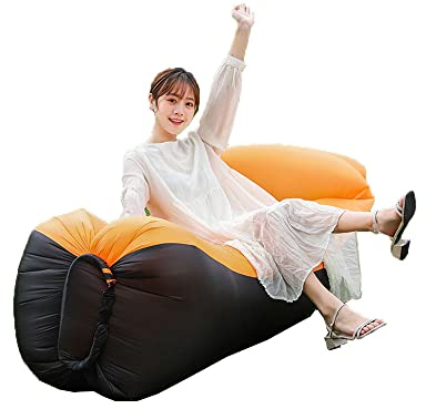 Surwin Wasserdichtes Aufblasbares Sofa,Tragbares Luft Sofa Aufblasbare, Air Lounger, Luftsofa Luftsack Für Outdoor, Strand, Party,Reisen (230x70cm,Orange)