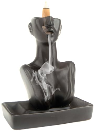 Backflow Räucherstäbchenhalter Porträt, Frau Weihrauch Gefäß Keramik Räucherstäbchenhalter Keramik, Rückfluss Räuchergefäß Halter, Räucherkerzen Halter Wasserfall, Beauty Statue Incense Holder