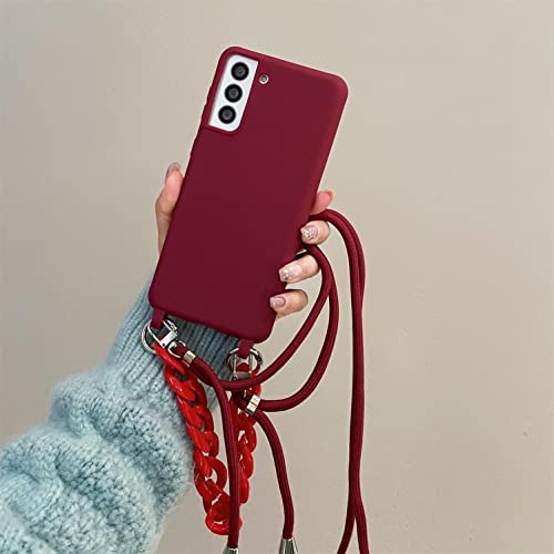 Rokmym Coque pour Samsung Galaxy S22 avec Cordon de Collier TPU étui pour téléphone 3 en 1 Bracelet Lanyard Coque en Silicone Souple avec dragonne Tendance Coque pour Samsung Galaxy S22