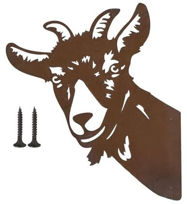 POFET Rostiger dekorativer Baumstecker aus Metall, Rost, Ziegenfarm, Dekoration für den Außenbereich, Garten, Rostdekoration (Schaf)