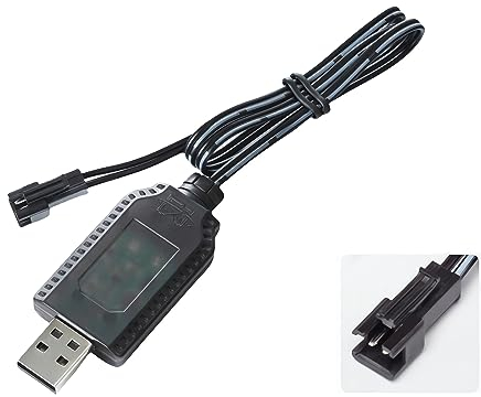 Aliwisdom Universal RC Charger Cable with SM-2P Plug Connector for (4-8s) 4.8V 6V 7.2V 8.4V 9.6V Ni-MH/Ni-CD Battery Pack, Compatible RC Car/Boat/Plane/Drone/Tank (4.8V)