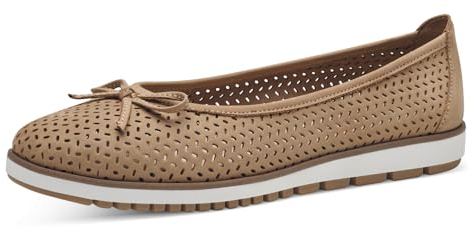 Tamaris Damen Klassische Ballerinas, Frauen Flats,Freizeitschuhe,sportlich,Ballerinen,Pumps,Halbschuhe,Sommerschuhe,Slipper,flach,Camel,40 EU