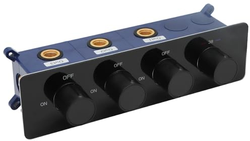 GETSHOWERSET Verdecktes Thermostat-Mischventil mit 3 Ausgängen, massives Messing, Duschumstellventil mit Zierleiste für Badezimmer-Duschsystem, kann gleichzeitig betrieben werden, Flüsse können
