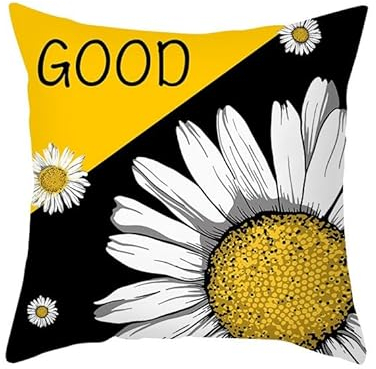 EHOMERY Kissenbezüge Wasserdicht Kissenbezug Stehsaum Polyester Kissenbezüge Orientalisch Kissenhülle Nackenrolle Chrysantheme Zierkissenbezüge Sofadekoration Gelb 45x45cm