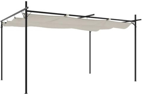 vidaXL Pergola, Pavillon mit Schiebedach, UV-beständig Überdachung Vordach für Garten Terrasse, Gartenpavillon Sonnnenschutz, Creme 395x292x230 cm