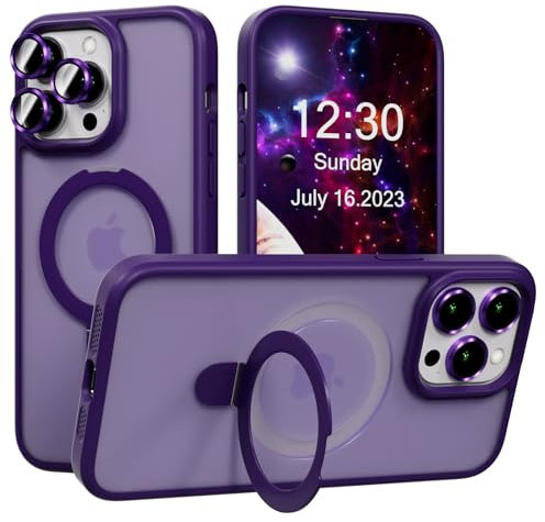 AKABEILA Cover per iPhone 11 Pro Custodia con 3 Pezzi Protezione Obiettivo Fotocamera Cover Telefono Opaca Smerigliata Ricarica Wireless Anello Magnetico Supporto 5.8 Pollici