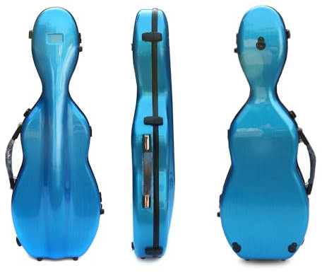 WUQIMUSC Violinenkoffer 4/4 volle Größe Composite Kohlefaser Hartschalenkoffer Starker Griff Rückengurte Weiche Polsterung (blau)
