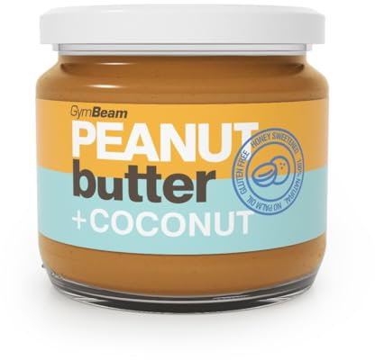 GymBeam - Burro di Arachidi 100% Naturale con Cocco e Miele 340g, Ricco di Proteine e Fibre, Senza Sale, Olio di Palma o Additivi, Sapore Delizioso e Cremoso, Burro di Arachidi con Cocco