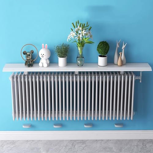 UVCMDUI Aluminum Alloy Radiator Shelves No Drilling, Width 14.5cm Length 35-200cm Floating Radiator Shelf White, Slim Heater Covers Radiator Cover with 8cm Bracket, Bearing Weight 20kg,180cm