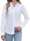 siliteelon Womens Shirts Long Sleeve White Shirt Women Stretch Regular Fit Dress Shirt Button Down Shirt Women Executive Office Business Casual Cotton Ladies Shirt