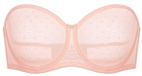 DOBREVA Women's Strapless Bra See Through Sheer Underwired Bras Unlined Plus Size Peachy Keen 38D