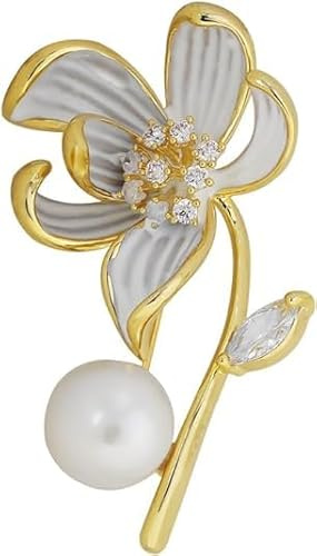 Broche fleur de lotus strass perle lotus épingle perle fleur insigne broche femme vêtements accessoire broche anti-éblouissement broche écharpe clip bijoux, Métal