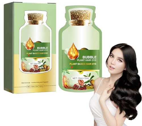 Pflanzenblasen-Haarfärbeshampoo, Plant Bubble Hair Dye Shampoo, Haarfärbeshampoo mit Pflanzlichen Inhaltsstoffen, Natürliches Shampoo Zum Färben Schwarzer Schwarz Bubble Dyeing Perfume Essential Oil