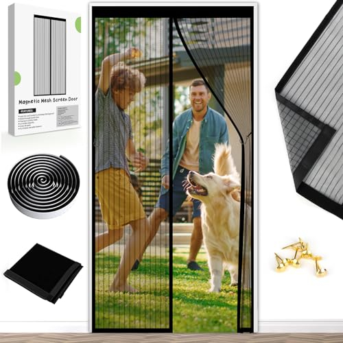 Fly Screen Balcony Door Magnetic Insect Protection Door - Mosquito Net 90 x 200 cm Scratch-Resistant No Drilling Stronger Magnetic Force The Magnetic Curtain is Ideal for the Balcony Door Patio Door