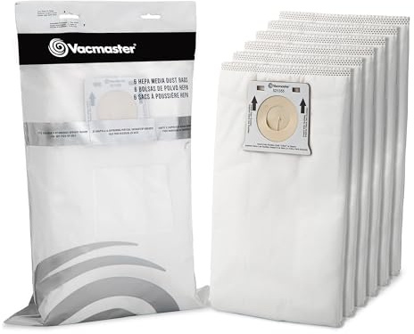 Vacmaster 521355 Lot de 6 sacs HEPA de rechange pour aspirateur vertical avec sac UB0302E