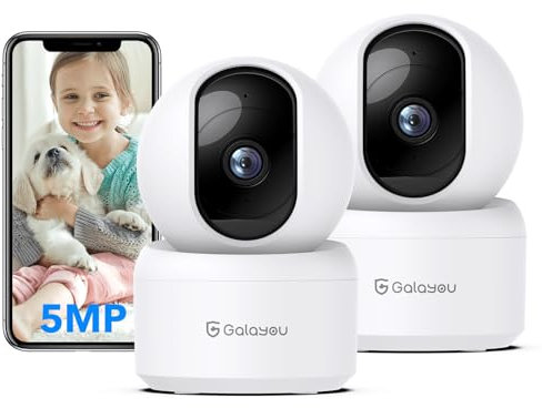 GALAYOU 3K(5MP) Babyphone Camera Surveillance WiFi - Caméra de Surveillance Interieur pour Bébé, Détection Humaine AI Suivi Intelligent 360° avec Enregistrement continu, Compatible avec Alexa(2p)