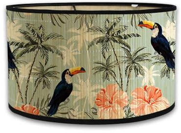 FANSU Abat-Jour En Abat, Jour Tambour Vintage Abat, Abat-jour de Lampe de Table Lampadaire de Table Plafond Lustre Abat-Jour Moderne Décoration Lumières Rotin (Palmiers,30 * 20cm)