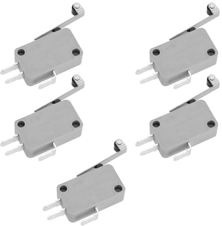 eMagTech 5 Stück 3-poliger V3-Mikroschalter NO/NC 16 A 250 VAC Kippschalter mit Langem Rollenhebel SPDT Momentary Snap Action Mikroschalter für Kommunikationsgeräte für Automobilelektronikprodukte
