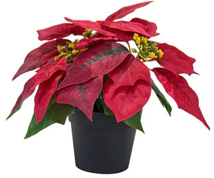 Gralara Poinsettia Plant for Christmas Decoration in Pot for Home and Office, Style B
